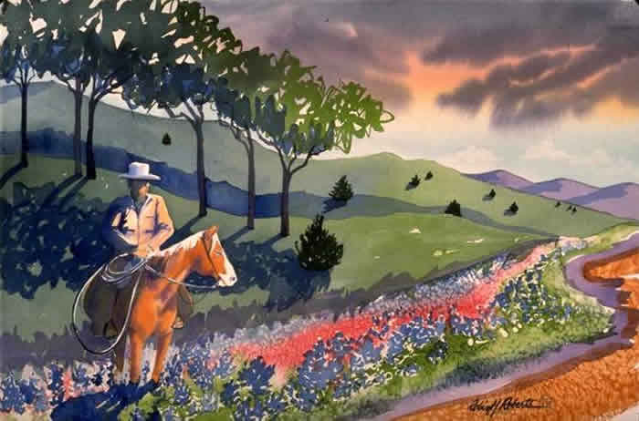 cowboy among bluebonnets